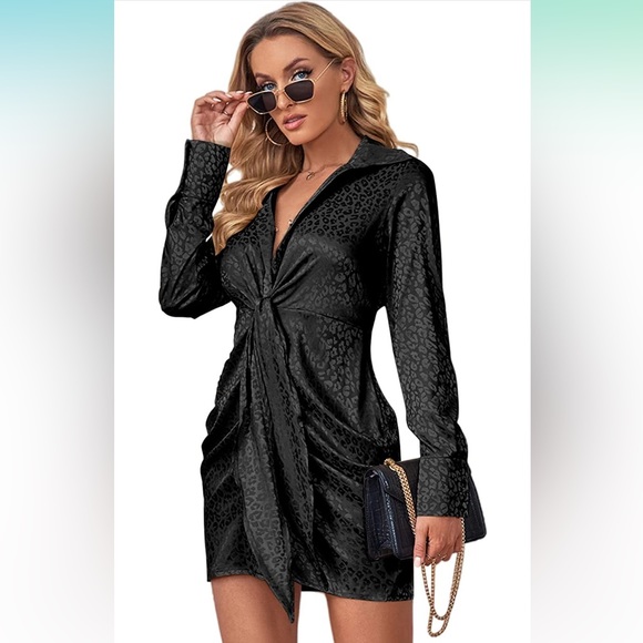 Wrap style dress silk new leopard black - Picture 1 of 7